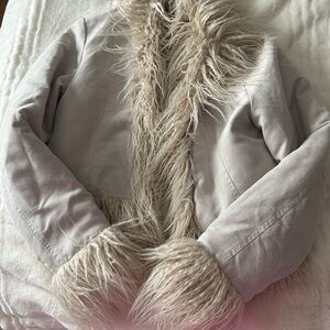 Faux Fur Trimmed Jacket in Cream